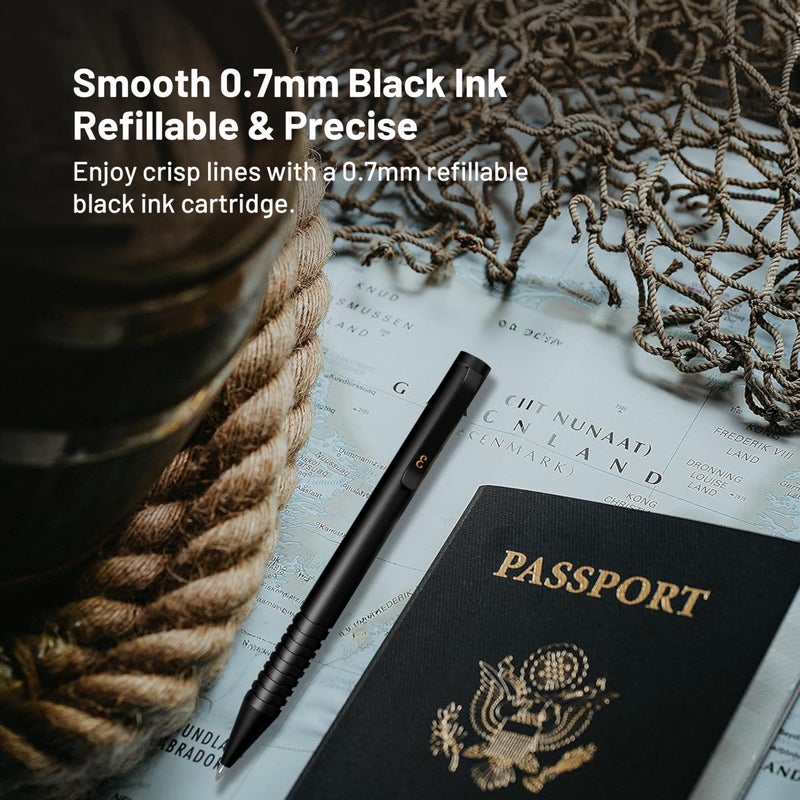 Everyman Black Grafton Mini Twist Refillable 0.7mm Gel Ink Pen | Sleek Anodized Aluminum Pocket Pen with Grooved Grip | Smooth Writing EDC Ink Pen for Office, Travel, Work & Gifting - Image 4